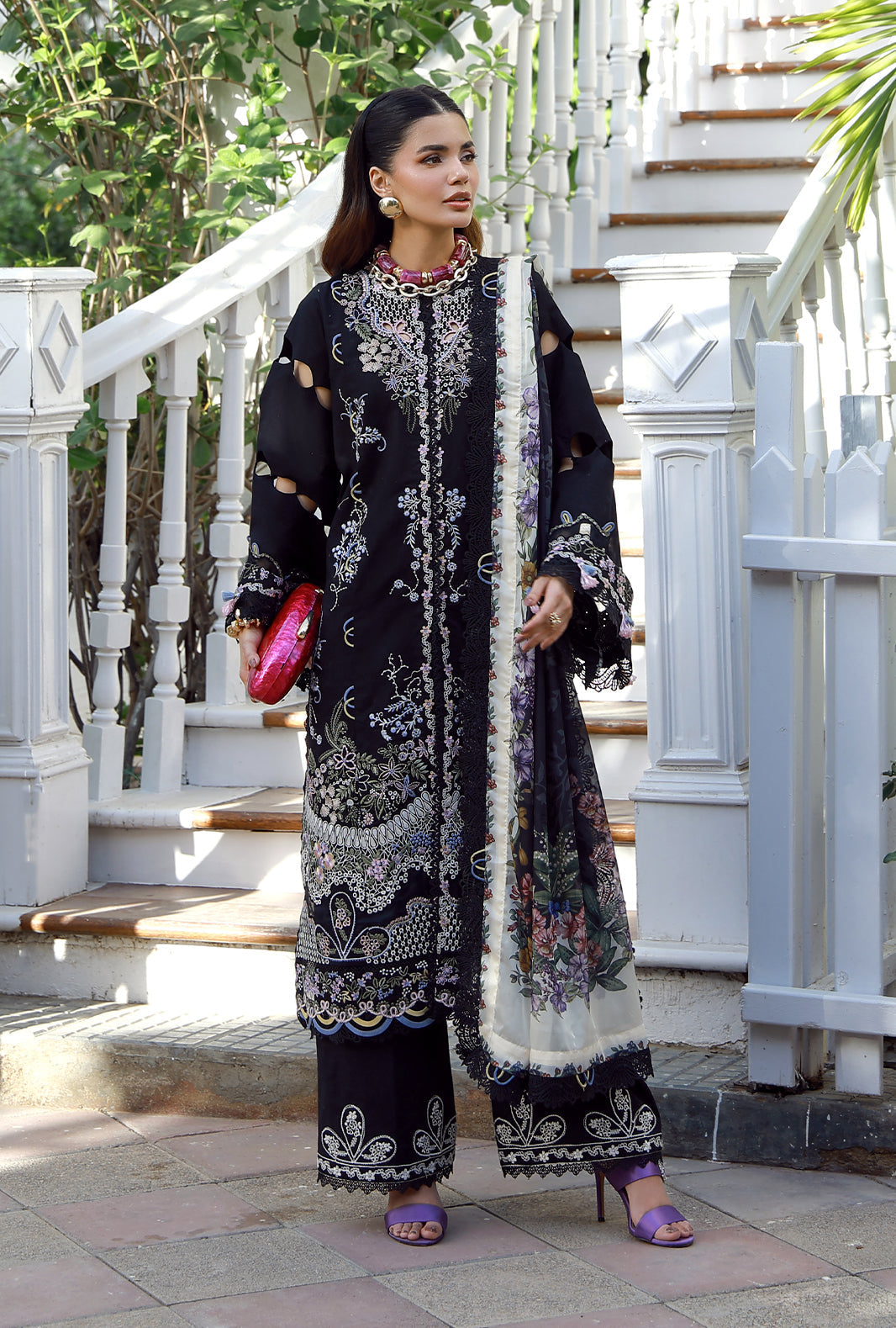 AJR Couture | Signature Lawn 26 | Vylo - Luxury Dress - available at Maria Faisal in UK and USA.