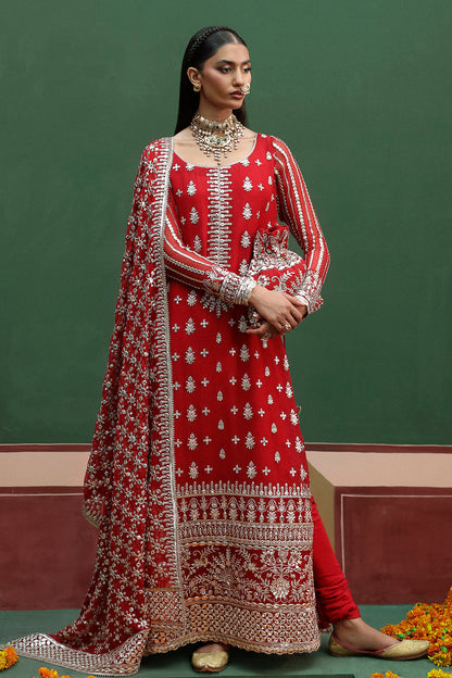 Afrozeh Shehnai Wedding Formals 24 Nishat - Red Pakistani Dress with intricate embroidery and embellishments. Shop elegant Asian dresses at Maria Faisal.