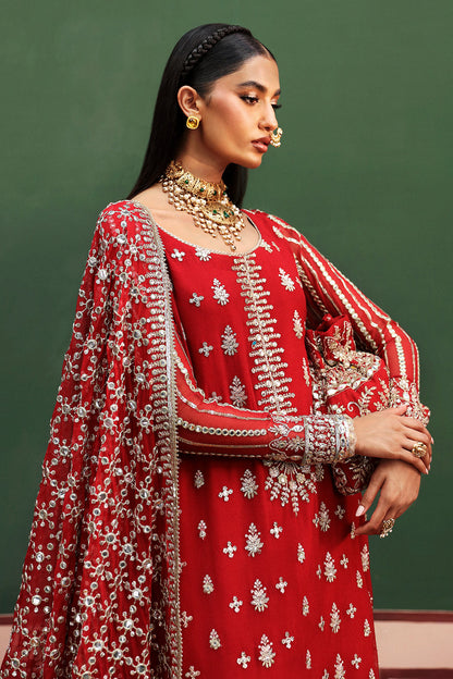 Afrozeh Shehnai Wedding Formals 24 Nishat - Red Pakistani Dress with intricate embroidery and embellishments. Shop elegant Asian dresses at Maria Faisal.
