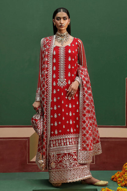 Afrozeh Shehnai Wedding Formals 24 Nishat - Red Pakistani Dress with intricate embroidery and embellishments. Shop elegant Asian dresses at Maria Faisal.