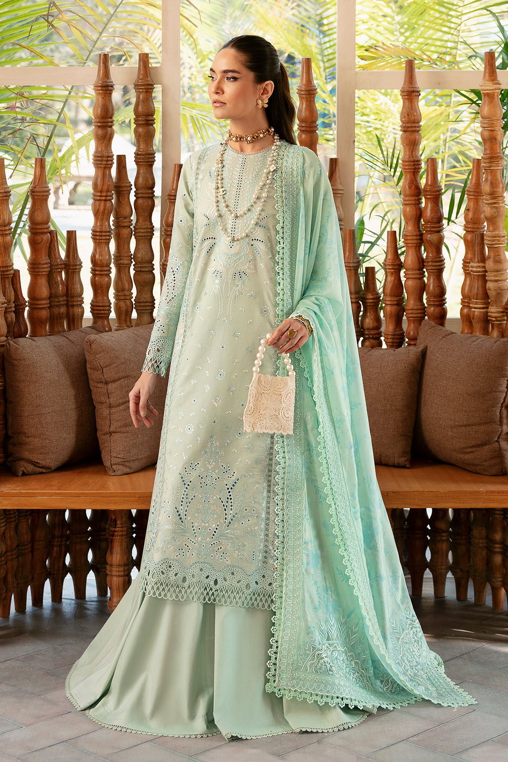 Afrozeh | Cascade Luxury Lawn 24 | Willow - Designer Suit - Maria Faisal