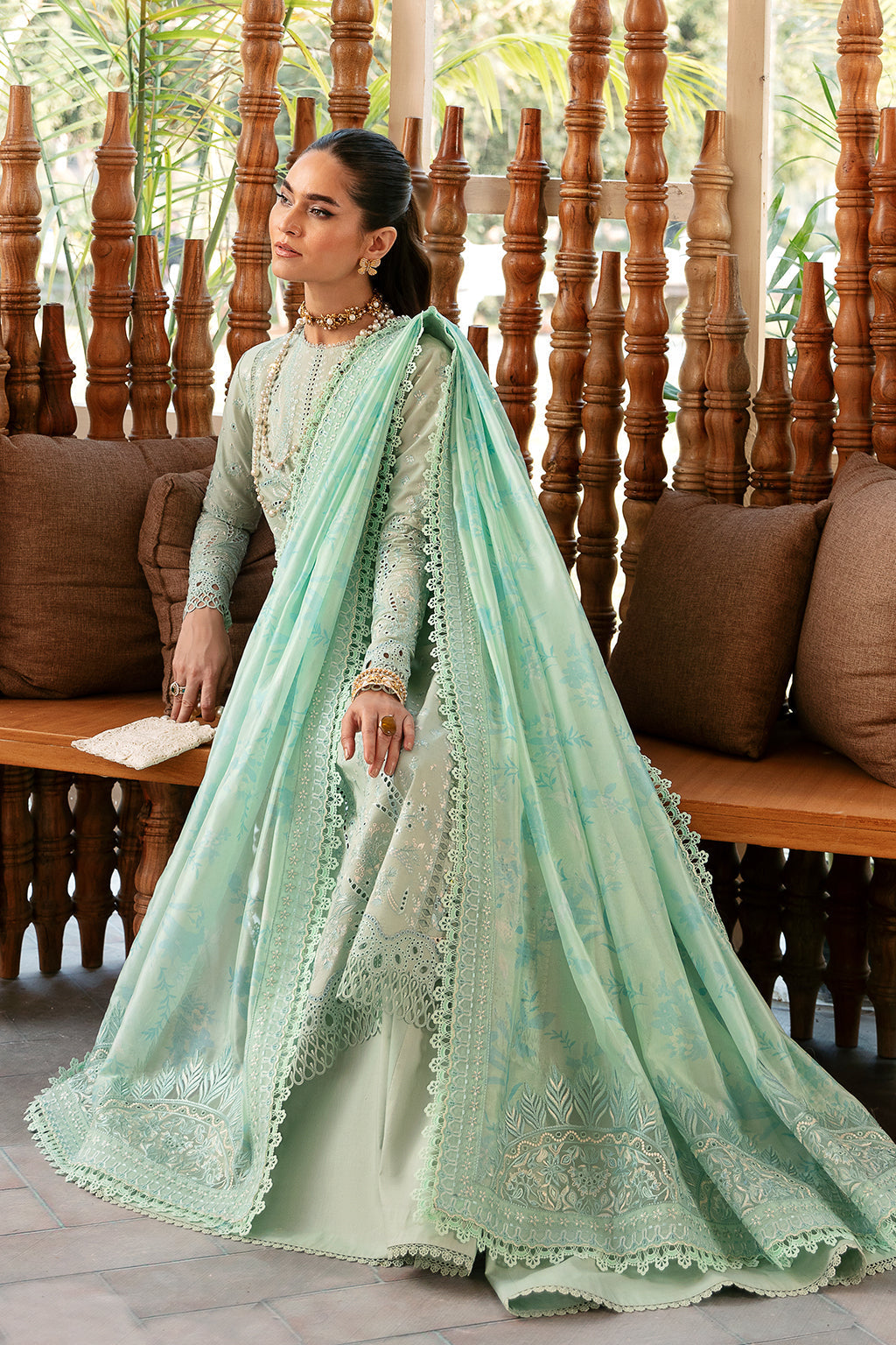 Afrozeh | Cascade Luxury Lawn 24 | Willow - Designer Suit - Maria Faisal