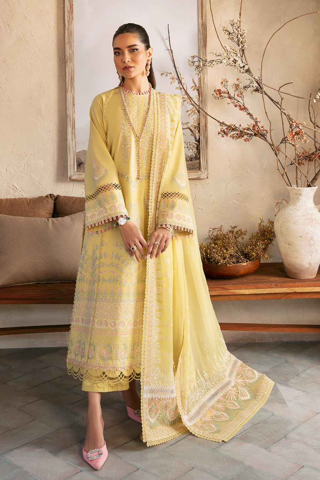 Afrozeh | Cascade Luxury Lawn 24 | Liana - Designer Suit - Maria Faisal