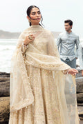 Afrozeh Dastangoi Wedding Formal'24 AROOHI - Lemon Pakistani Dress with intricate embroidery and embellishments. Shop elegant Asian dresses at Maria Faisal.