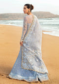 Afrozeh Dastangoi Wedding Formal'24 AWE-01 NASHMIA - Ice Blue Pakistani Dress with intricate embroidery and embellishments. Shop elegant Asian dresses at Maria Faisal.