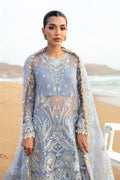Afrozeh Dastangoi Wedding Formal'24 AWE-01 NASHMIA - Ice Blue Pakistani Dress with intricate embroidery and embellishments. Shop elegant Asian dresses at Maria Faisal.