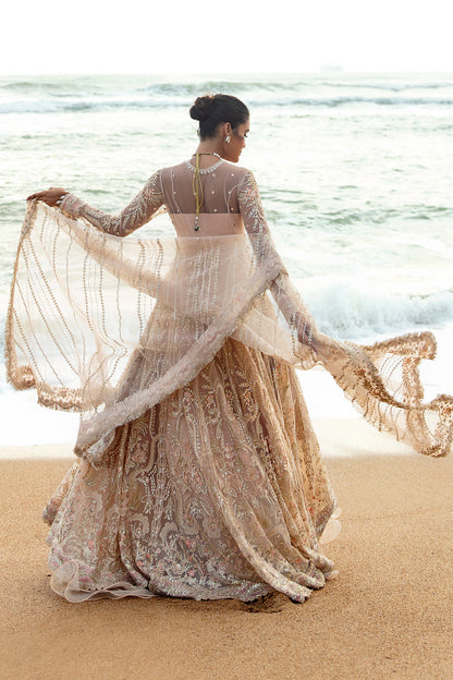 Afrozeh Dastangoi Wedding Formal'24 AWE-08 AFSHEEN - Peach Pink Pakistani Dress with intricate embroidery and embellishments. Shop elegant Asian dresses at Maria Faisal.