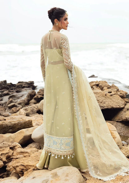Afrozeh Dastangoi Wedding Formal'24 LEELA - Mint Green Pakistani Dress with intricate embroidery and embellishments. Shop elegant Asian dresses at Maria Faisal.
