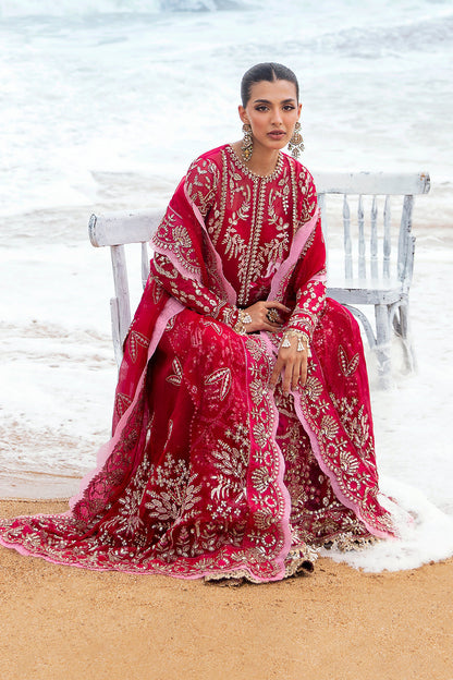 Afrozeh Dastangoi Wedding Formal'24 NAGEEN - Pinkish Red Pakistani Dress with intricate embroidery and embellishments. Shop elegant Asian dresses at Maria Faisal.