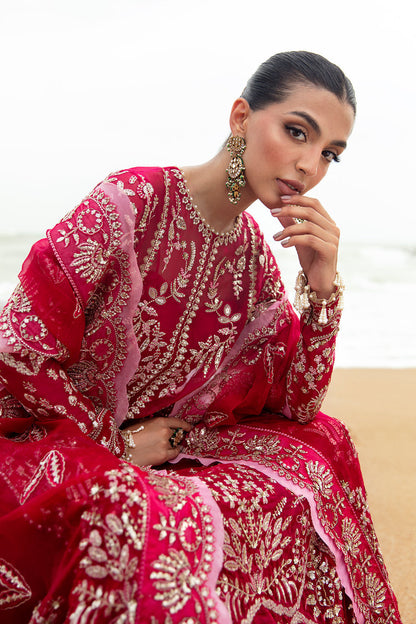 Afrozeh Dastangoi Wedding Formal'24 NAGEEN - Pinkish Red Pakistani Dress with intricate embroidery and embellishments. Shop elegant Asian dresses at Maria Faisal.