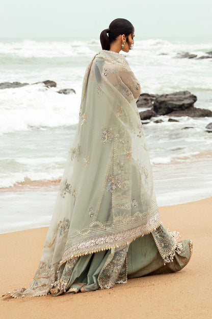 Afrozeh Dastangoi Wedding Formal'24 SHANZAY - Sea Green Pakistani Dress with intricate embroidery and embellishments. Shop elegant Asian dresses at Maria Faisal.