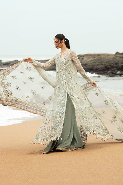 Afrozeh Dastangoi Wedding Formal'24 SHANZAY - Sea Green Pakistani Dress with intricate embroidery and embellishments. Shop elegant Asian dresses at Maria Faisal.