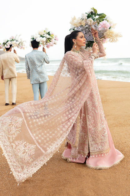 Afrozeh Dastangoi Wedding Formal'24 SHAZMA - Pink Pakistani Dress with intricate embroidery and embellishments. Shop elegant Asian dresses at Maria Faisal.