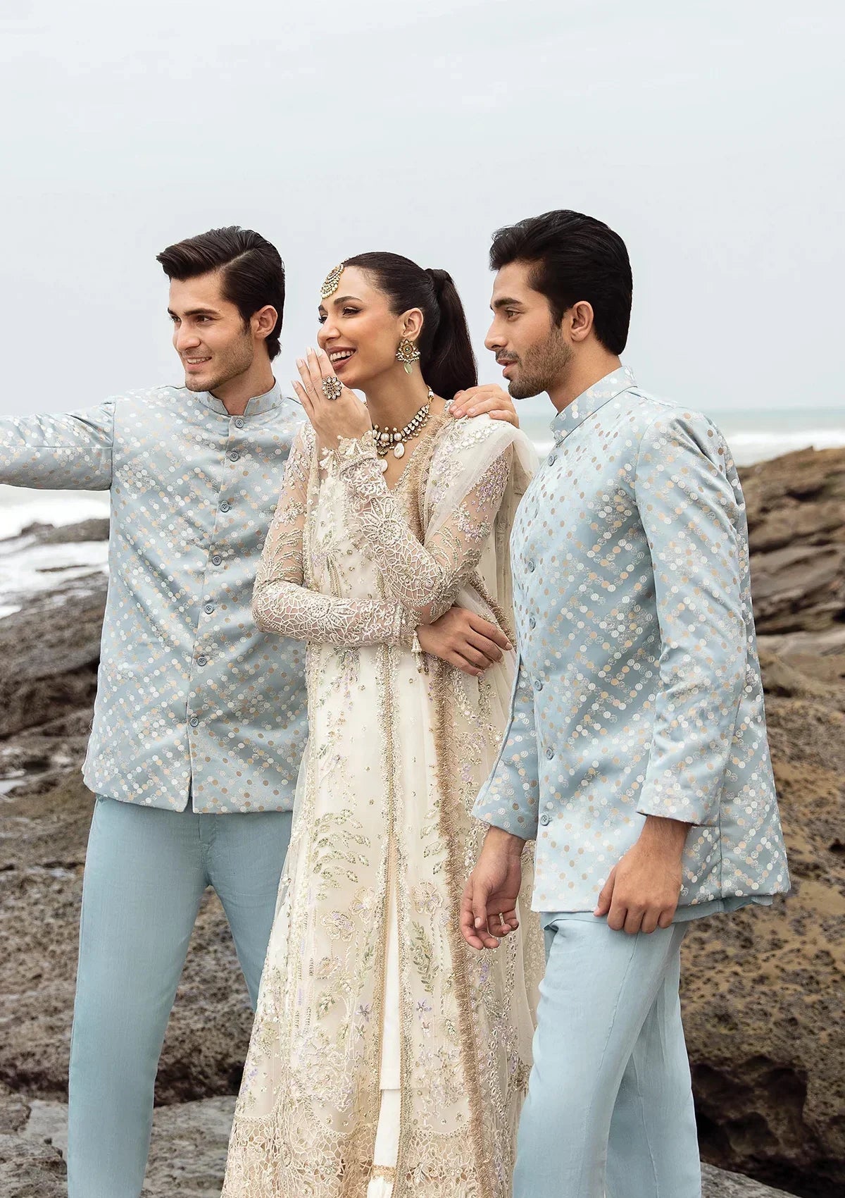 Afrozeh Dastangoi Wedding Formal'24 SHUGUFTA - Off White Pakistani Dress with intricate embroidery and embellishments. Shop elegant Asian dresses at Maria Faisal.