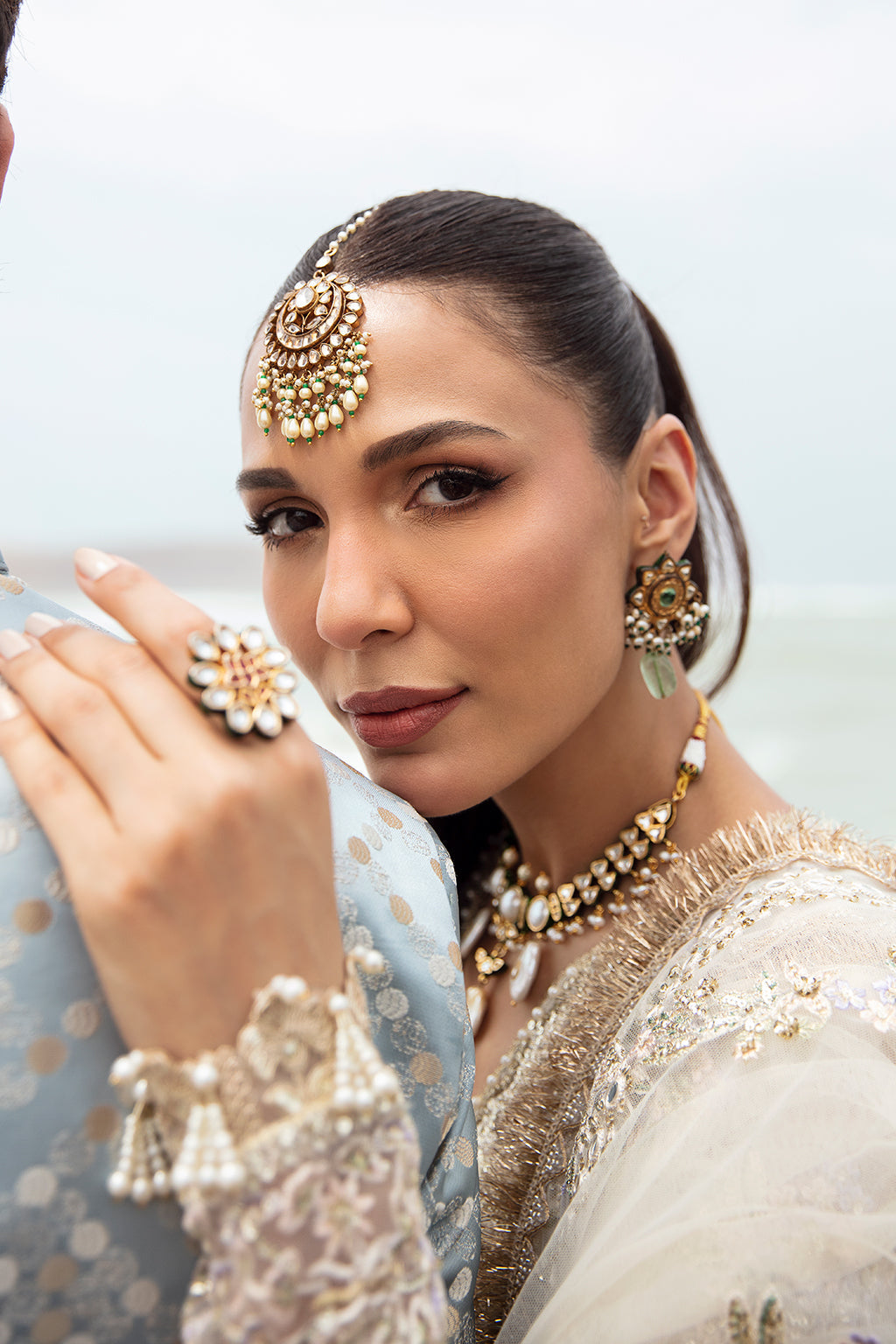 Afrozeh Dastangoi Wedding Formal'24 SHUGUFTA - Off White Pakistani Dress with intricate embroidery and embellishments. Shop elegant Asian dresses at Maria Faisal.