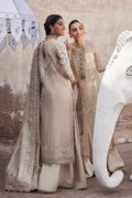 Afrozeh Dastangoi Wedding Formals Ulfat – Ivory Pakistani Dress with intricate embroidery and embellishments. Shop elegant Asian dresses at Maria Faisal.