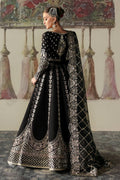 Afrozeh Divani Silk Edit 24 Husnara – Black Pakistani Dress with intricate embroidery and embellishments. Shop elegant Asian dresses at Maria Faisal.