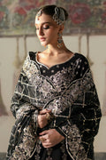Afrozeh Divani Silk Edit 24 Husnara – Black Pakistani Dress with intricate embroidery and embellishments. Shop elegant Asian dresses at Maria Faisal.