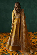 Afrozeh Divani Silk Edit 24 Jahanbano – Mustard/Gold Pakistani Dress with intricate embroidery and embellishments. Shop elegant Asian dresses at Maria Faisal.