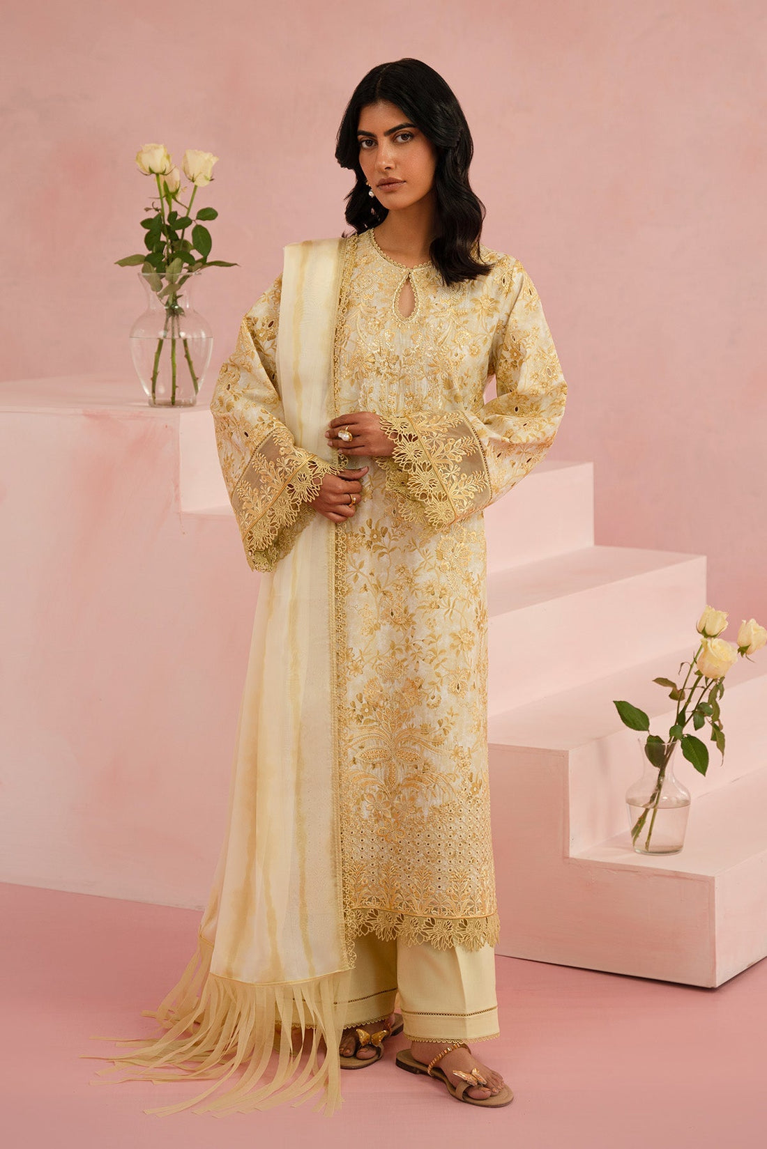 Afrozeh Floral Charm 25 Arbor – Skin Pakistani Dress with intricate embroidery and embellishments. Shop elegant Asian dresses at Maria Faisal.