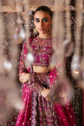 Afrozeh Hayat Wedding Formals 23 Abir– Magenta Pakistani Dress with intricate embroidery and embellishments. Shop elegant Asian dresses at Maria Faisal.