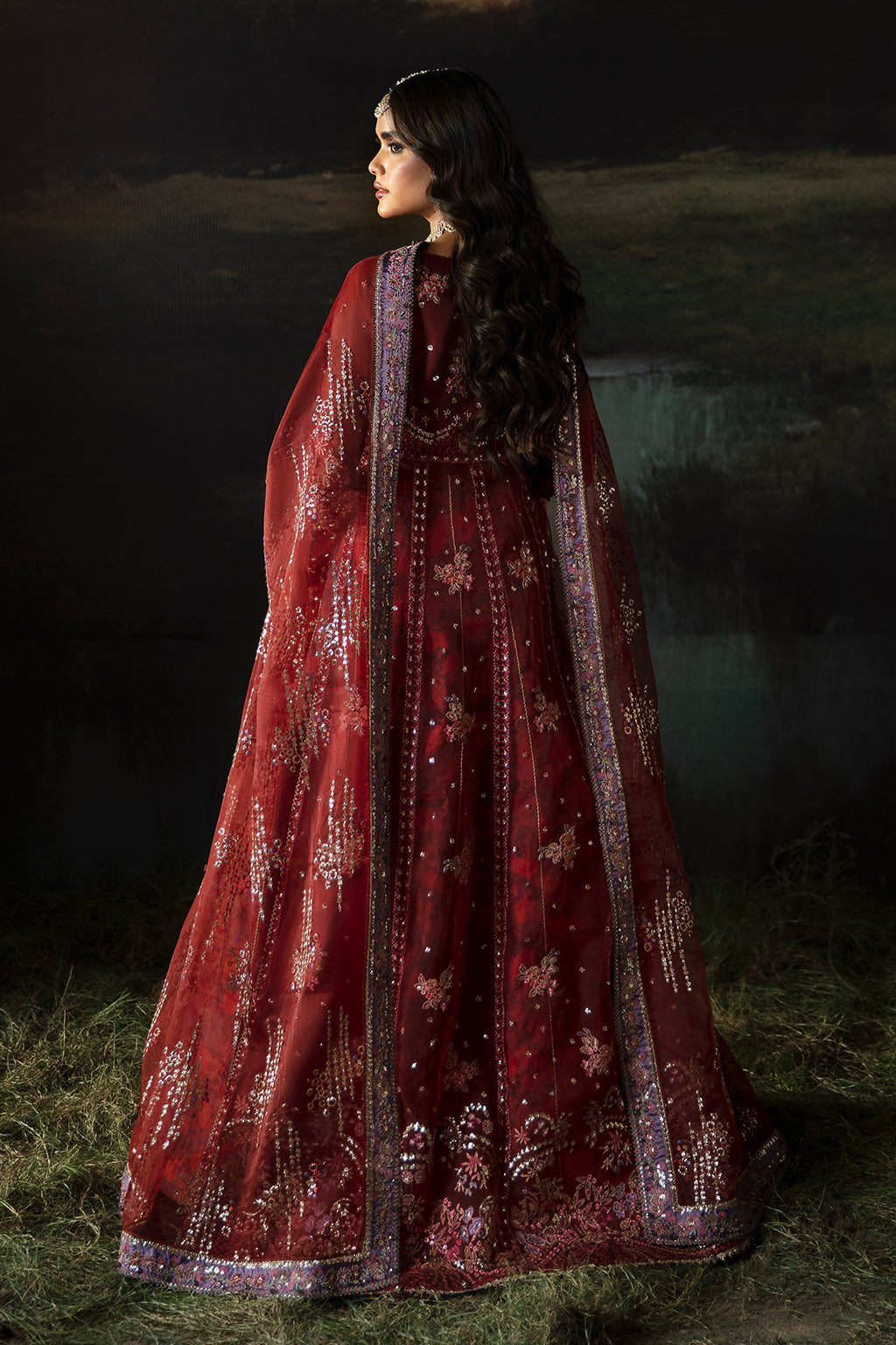 Afrozeh Hayat Wedding Formals 24 Anaya – Rust Pakistani Bridal Dress with intricate embroidery and embellishments. Shop elegant Asian dresses at Maria Faisal.