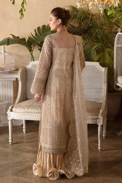 Afrozeh La Fuchsia 24 Daisy – Off White Pakistani Dress with intricate embroidery and embellishments. Shop elegant Asian dresses at Maria Faisal.