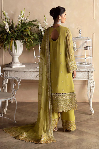 Afrozeh La Fuchsia 24 Diora – Lime Green Pakistani Dress with intricate embroidery and embellishments. Shop elegant Asian dresses at Maria Faisal.