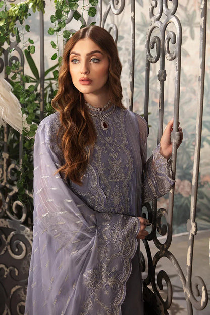 Afrozeh La Fuchsia 24 Elyssa – Light Purple Pakistani Dress with intricate embroidery and embellishments. Shop elegant Asian dresses at Maria Faisal.