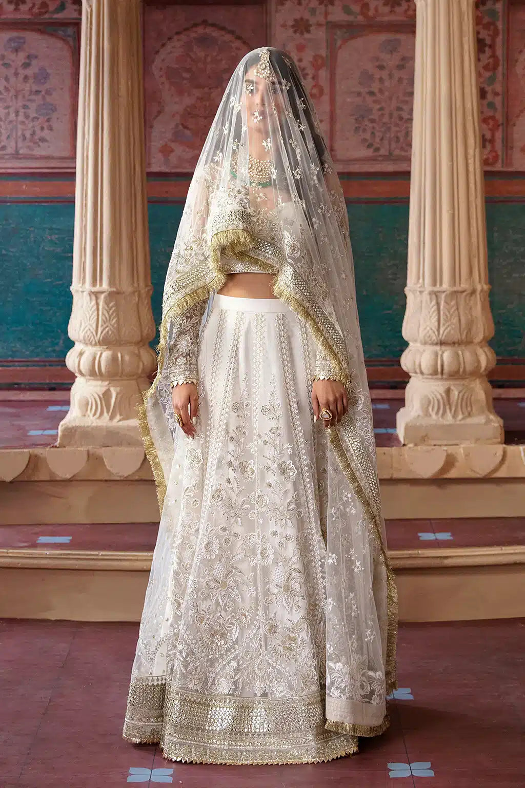 Afrozeh Hayat Wedding Formals 23 Khazina – Off White Pakistani Dress with intricate embroidery and embellishments. Shop elegant Asian dresses at Maria Faisal.