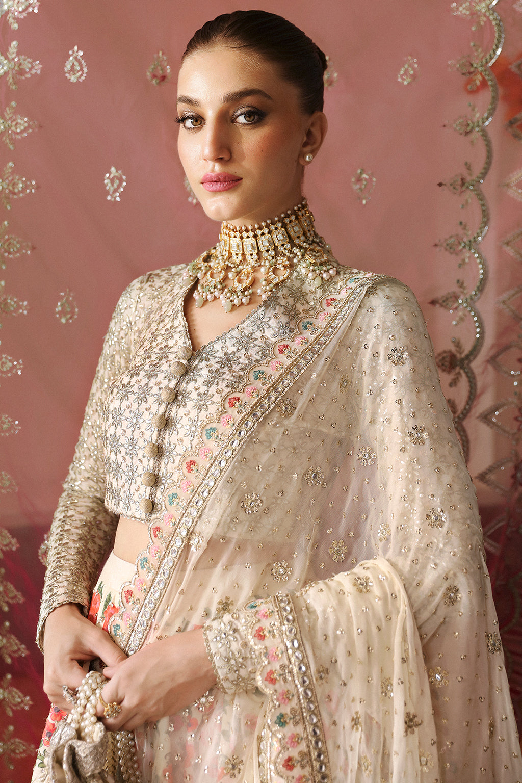 Afrozeh Shehnai Wedding Formals 24 Gulnar - Off White Pakistani Dress with intricate embroidery and embellishments. Shop elegant Asian dresses at Maria Faisal.