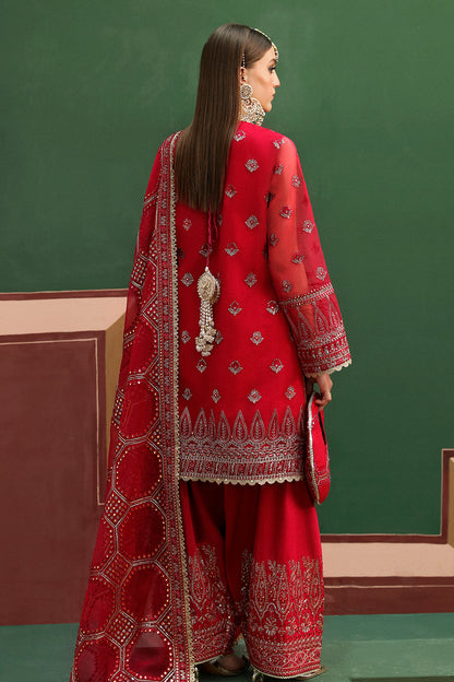 Afrozeh Shehnai Wedding Formals 24 Hoor - Burnt Red Pakistani Dress with intricate embroidery and embellishments. Shop elegant Asian dresses at Maria Faisal.