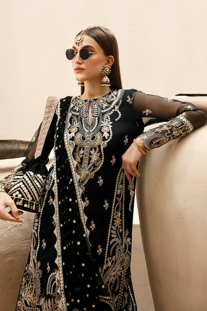 Afrozeh Shehnai Wedding Formals 24 Reshma - Black Pakistani Dress with intricate embroidery and embellishments. Shop elegant Asian dresses at Maria Faisal.