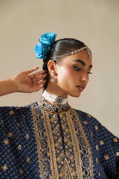 Afrozeh Shehnai Wedding Formals 24 Rukhsana - Blue Pakistani Dress with intricate embroidery and embellishments. Shop elegant Asian dresses at Maria Faisal.