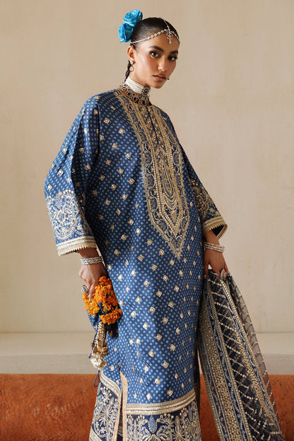 Afrozeh Shehnai Wedding Formals 24 Rukhsana - Blue Pakistani Dress with intricate embroidery and embellishments. Shop elegant Asian dresses at Maria Faisal.