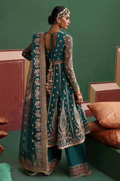 Afrozeh Shehnai Wedding Formals 24 Shaista - Dark Green Pakistani Dress with intricate embroidery and embellishments. Shop elegant Asian dresses at Maria Faisal.