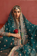 Afrozeh Shehnai Wedding Formals 24 Shaista - Dark Green Pakistani Dress with intricate embroidery and embellishments. Shop elegant Asian dresses at Maria Faisal.