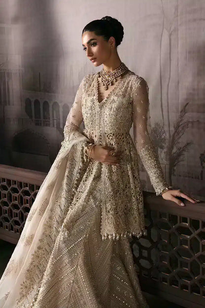 Afrozeh The Brides Edit 23 Helena – Off White Pakistani Bridal Dress with intricate embroidery and embellishments. Shop elegant Asian dresses at Maria Faisal.