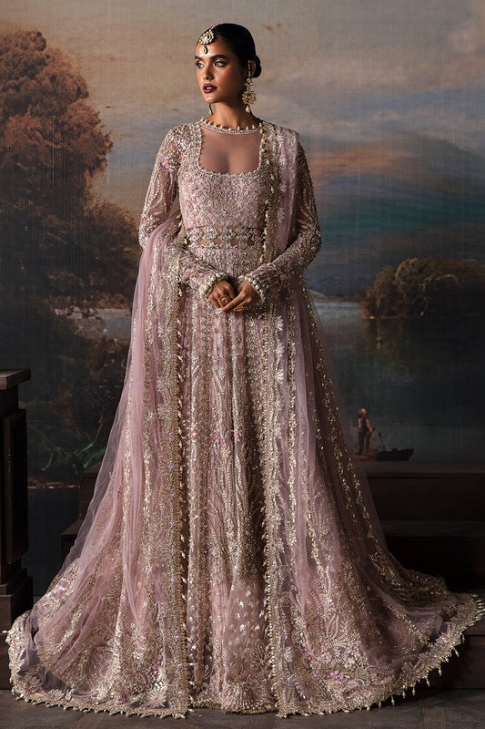 Afrozeh The Brides Edit 23 Isabella – Lilac Pakistani Bridal Dress with intricate embroidery and embellishments. Shop elegant Asian dresses at Maria Faisal.