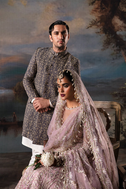 Afrozeh The Brides Edit 23 Isabella – Lilac Pakistani Bridal Dress with intricate embroidery and embellishments. Shop elegant Asian dresses at Maria Faisal.