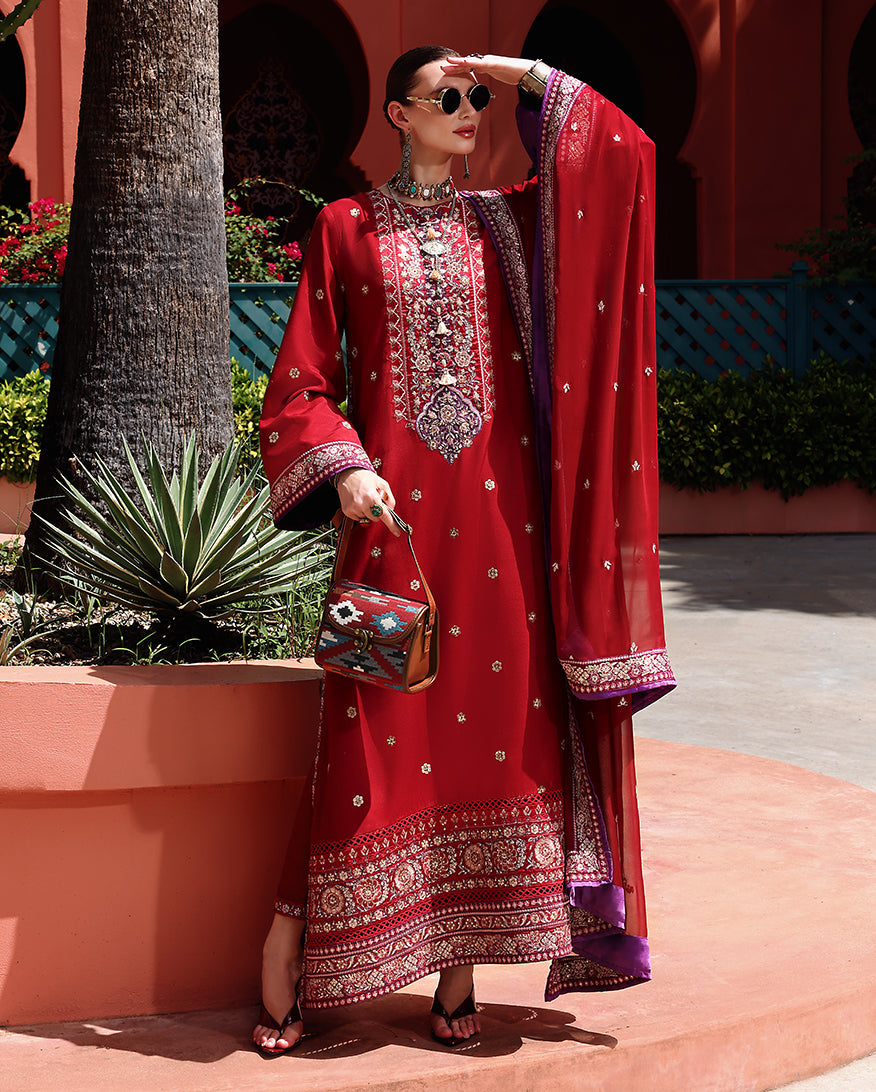 Mushq | Nuvera Raw Silk 26 | Agatha - Luxury Dress - available at Maria Faisal in UK and USA.