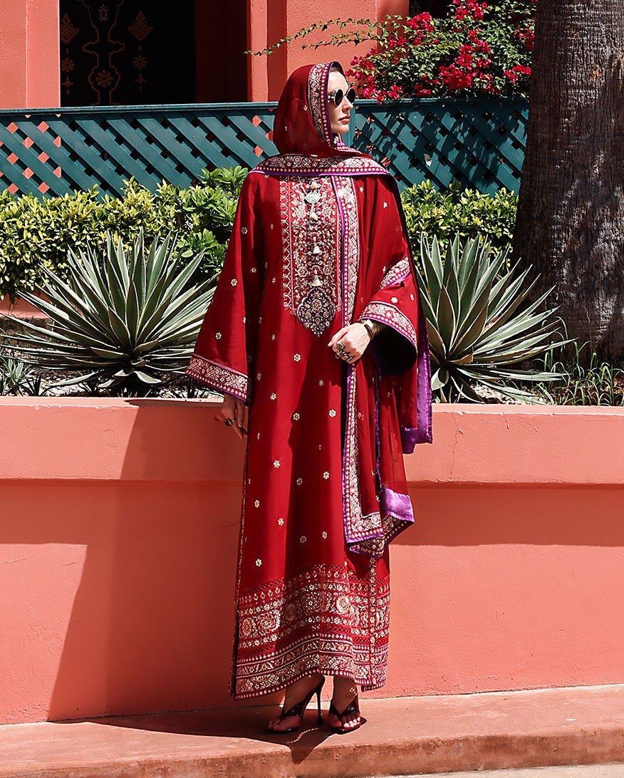 Mushq | Nuvera Raw Silk 26 | Agatha - Luxury Dress - available at Maria Faisal in UK and USA.