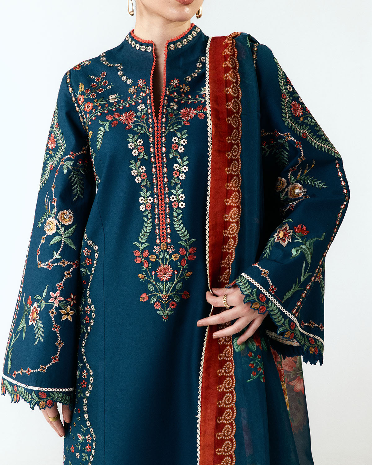 Jugnu | SS 26 Lawn | Agna - Luxury Dress - available at Maria Faisal in UK and USA.