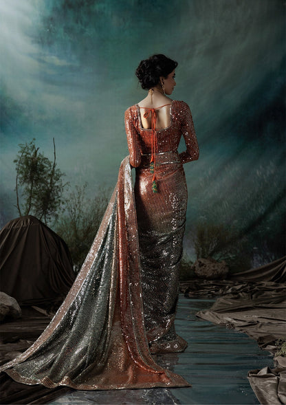 Aik Atelier | Sari Edit 2024 | SARI EDIT '24 VOL. 1 - LOOK 02 - Designer Dress with Intricate embroidery and embellishments. Shop elegent wedding dress at Maria Faisal.