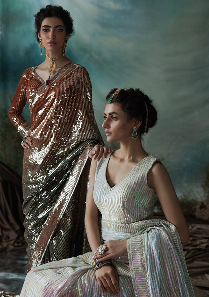 Aik Atelier | Sari Edit 2024 | SARI EDIT '24 VOL. 1 - LOOK 01 - Designer Dress with Intricate embroidery and embellishments. Shop elegent wedding dress at Maria Faisal.