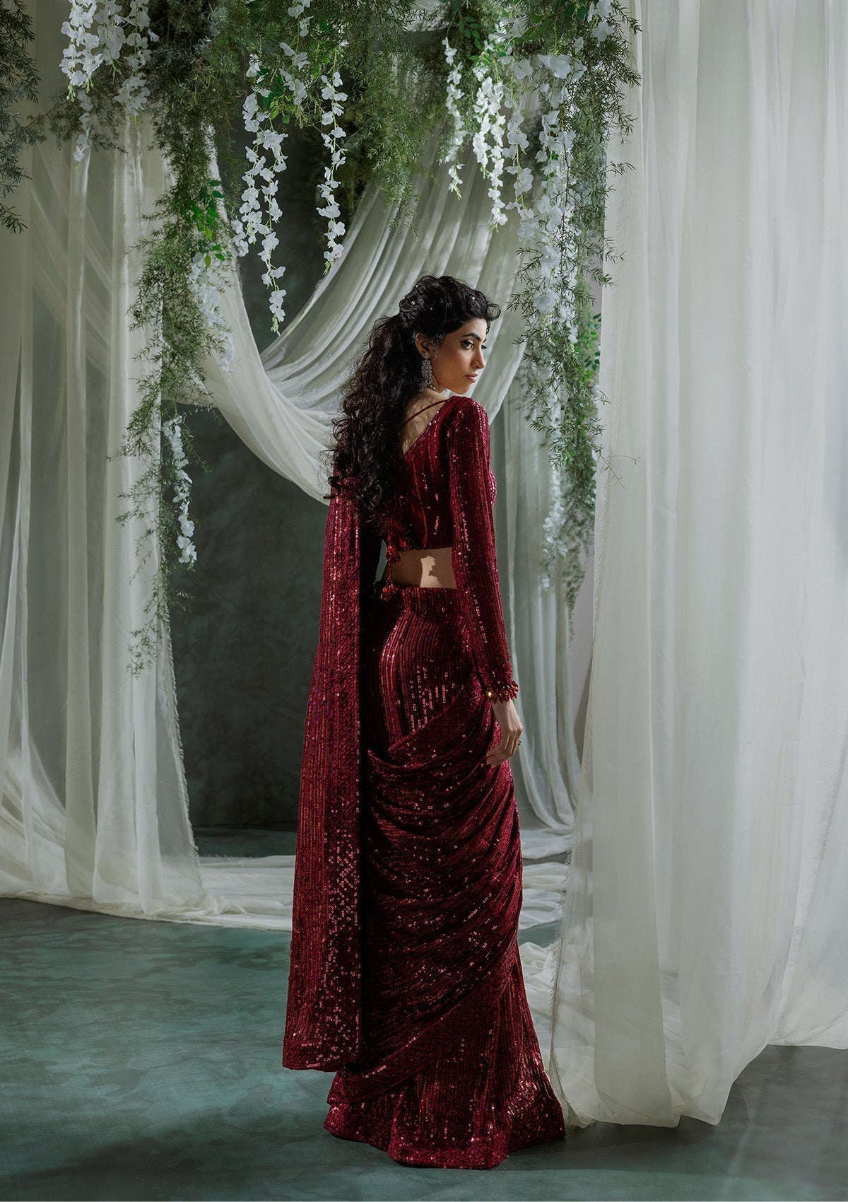Aik Atelier | Sari Edit 2024 | SARI EDIT '24 VOL. 1 - LOOK 03 - Designer Dress with Intricate embroidery and embellishments. Shop elegent wedding dress at Maria Faisal.