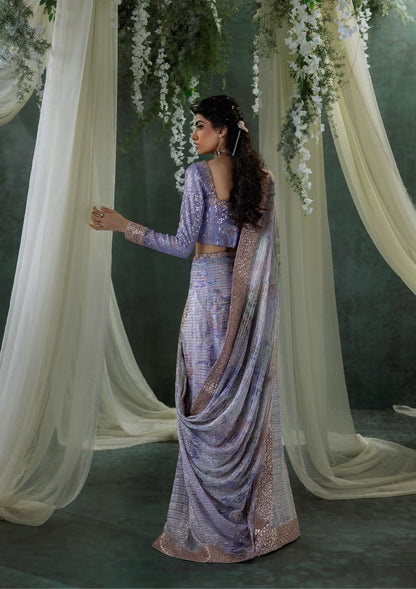 Aik Atelier | Sari Edit 2024 | SARI EDIT '24 VOL. 1 - LOOK 04 - Designer Dress with Intricate embroidery and embellishments. Shop elegent wedding dress at Maria Faisal.