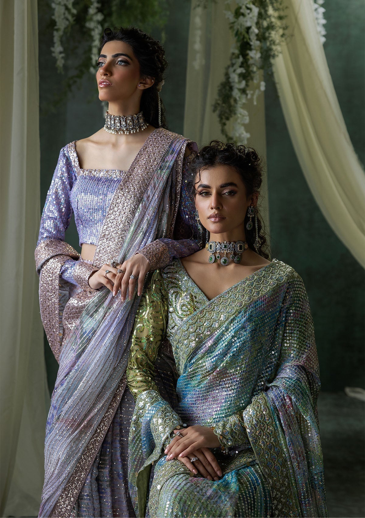 Aik Atelier | Sari Edit 2024 | SARI EDIT '24 VOL. 1 - LOOK 04 - Designer Dress with Intricate embroidery and embellishments. Shop elegent wedding dress at Maria Faisal.