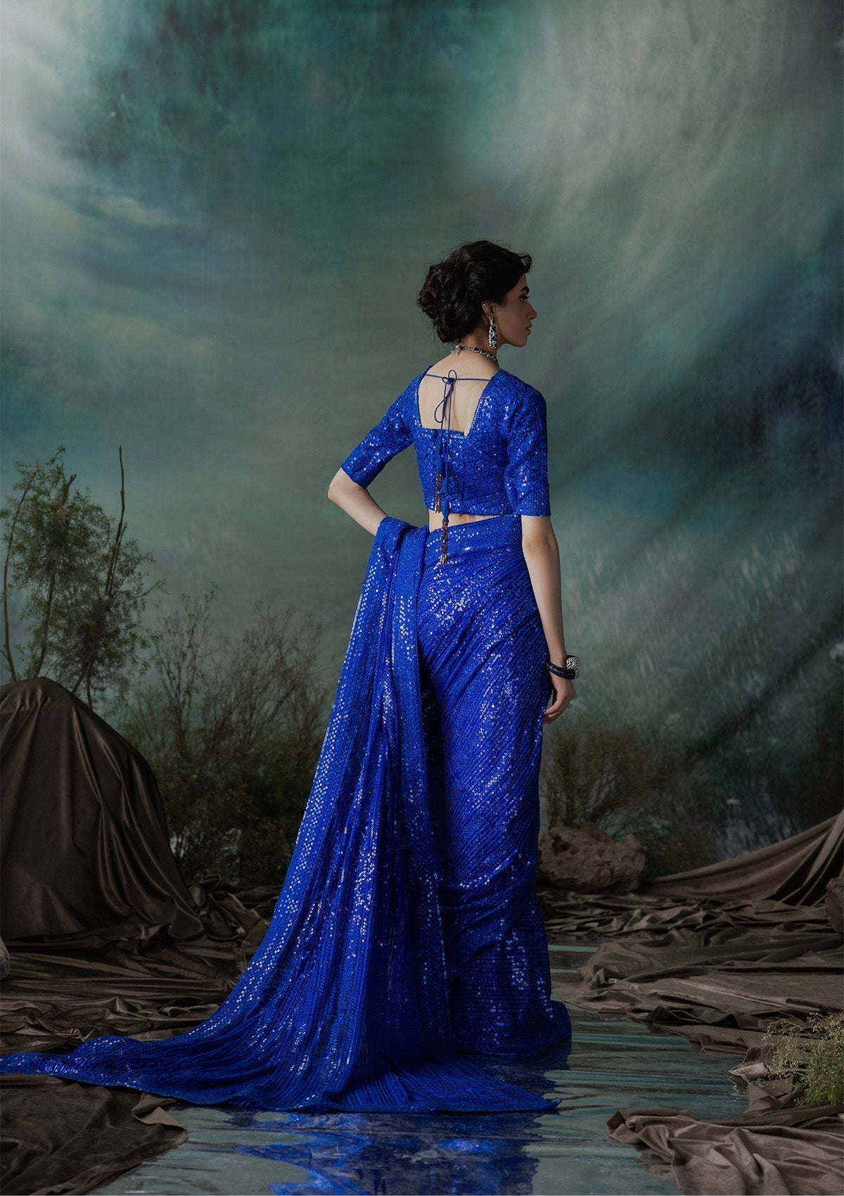 Aik Atelier | Sari Edit 2024 | SARI EDIT '24 VOL. 1 - LOOK 05 - Designer Dress with Intricate embroidery and embellishments. Shop elegent wedding dress at Maria Faisal.