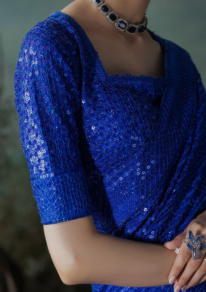 Aik Atelier | Sari Edit 2024 | SARI EDIT '24 VOL. 1 - LOOK 05 - Designer Dress with Intricate embroidery and embellishments. Shop elegent wedding dress at Maria Faisal.